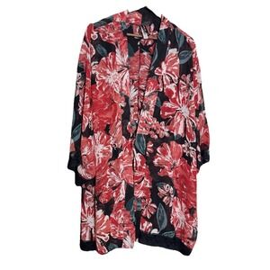 Whimsigoth Boho Fairy Cottage  Floral‎ Print  V-Neck Robe Size 1X